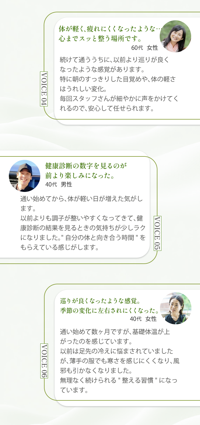 お客様の声 - Voice 04〜06